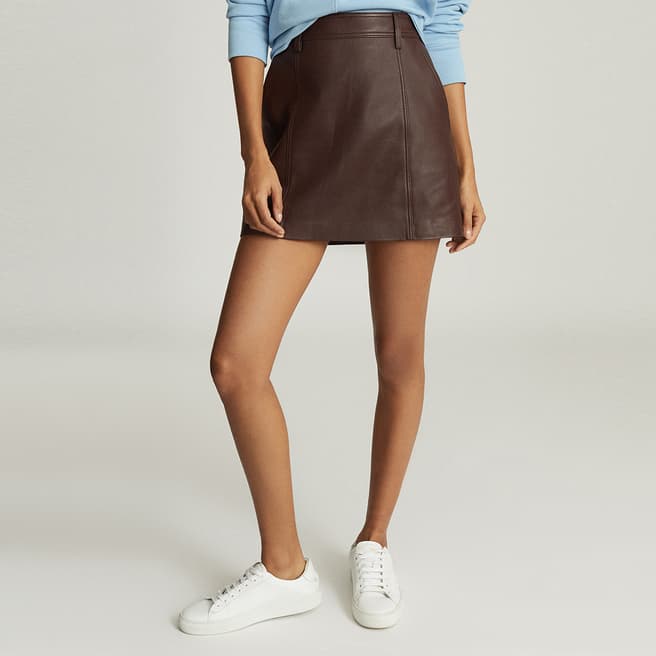Reiss Berry Eliza Leather Mini Skirt