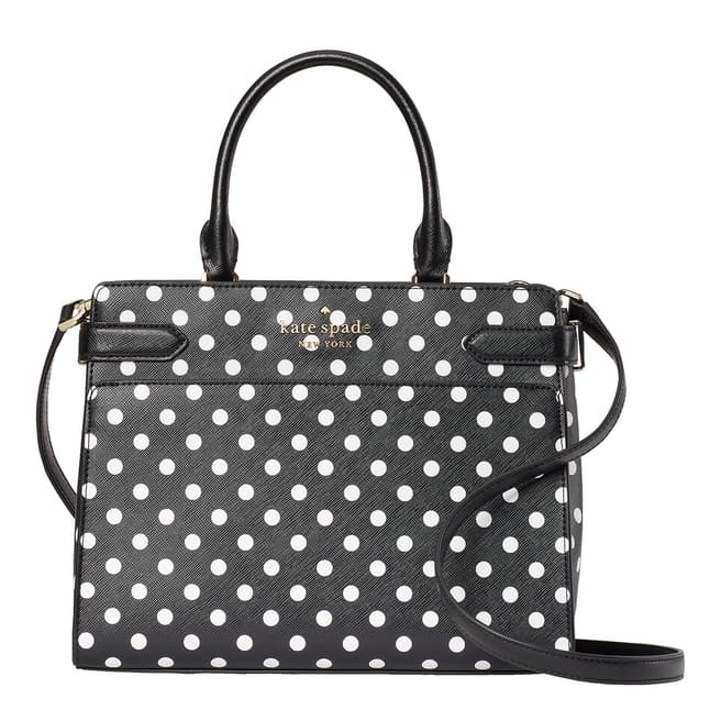 Kate Spade Black Multi Staci Dot  Dot Medium Satchel