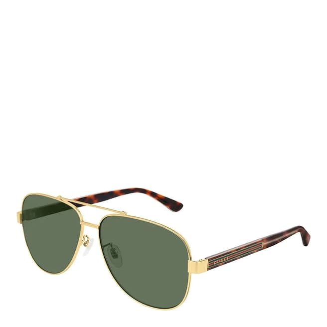 Gucci Men's Gold/Green Gucci Sunglasses 63mm