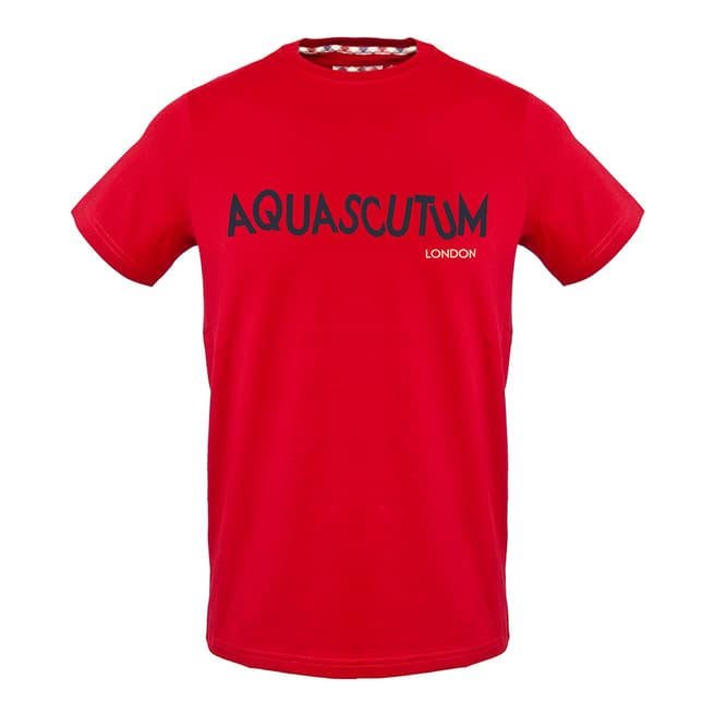 Aquascutum Red Signature Logo Cotton Blend T-Shirt