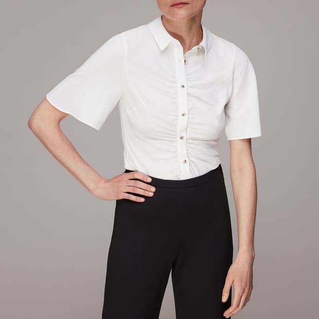 WHISTLES White Willow Ruched Shirt