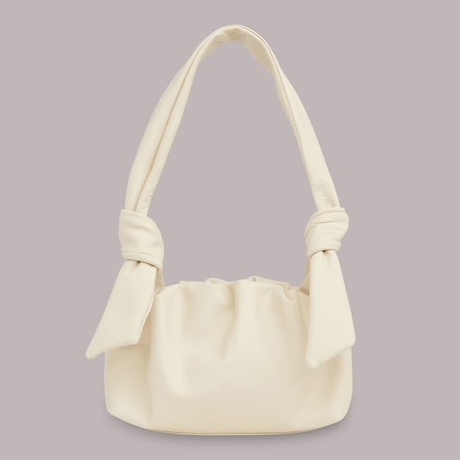 WHISTLES Cream Ravi Ruched Leather Mini Bag