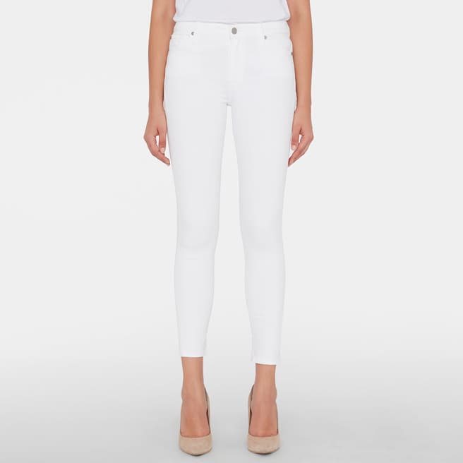 7 For All Mankind White High Waisted Skinny Crop Stretch Jeans