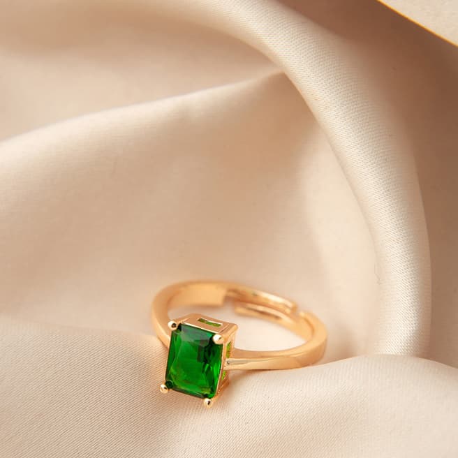 Elika Yellow Gold/Emerald Green Ring