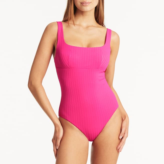 Sea Level Hot Pink Vesper Square Neck One Piece