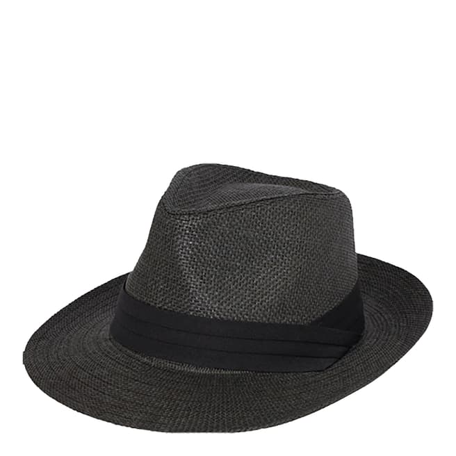 Laycuna London Black Straw Hat With Black Band