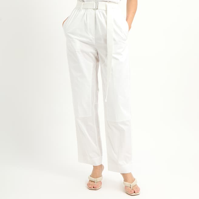 Victoria Beckham White Straight Leg Cotton Trousers