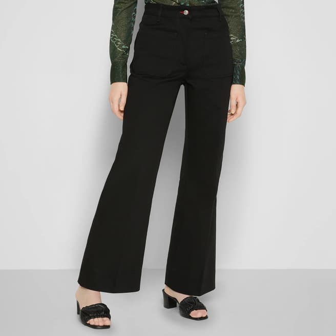 Victoria Beckham Black Alina Wide Leg Cotton Jeans