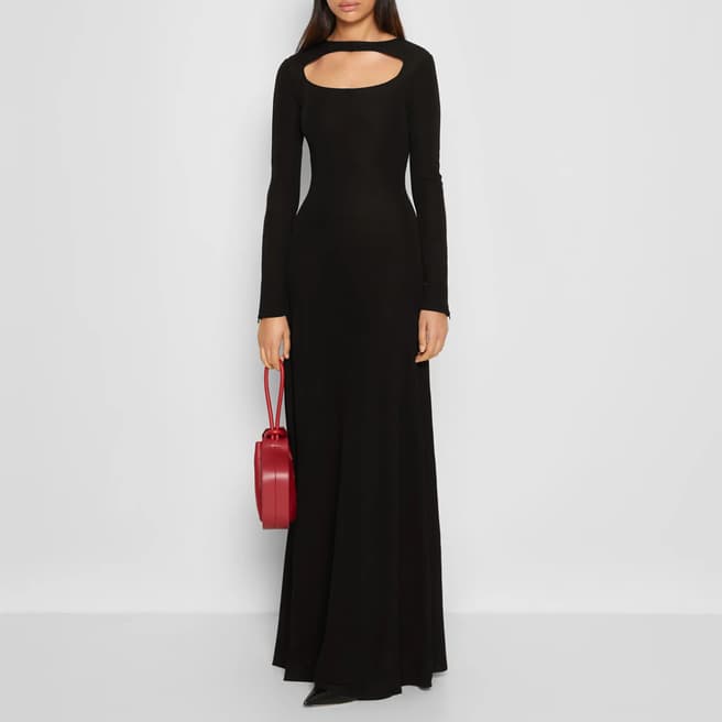 Victoria Beckham Black Cut-Out Detail Floorlength Dress