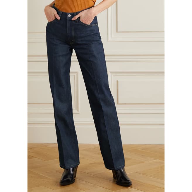 Victoria Beckham Indigo Grace Straight Leg Cotton Jeans