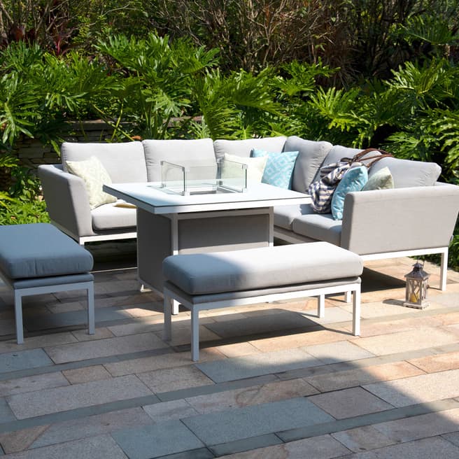 Maze SAVE  £1000 - SAVE £600, Pulse Square Corner Dining Set, With Fire Pit Table, Lead Chine