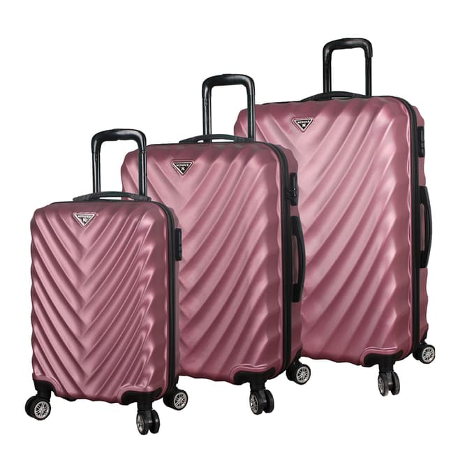 MyValice Rose Gold Cabin/Medium And Large Directional Lined Suitcase (Set Of 3)