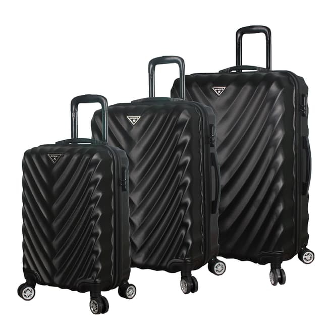 MyValice Black Cabin/Medium And Large Directional Lined Suitcase (Set Of 3)