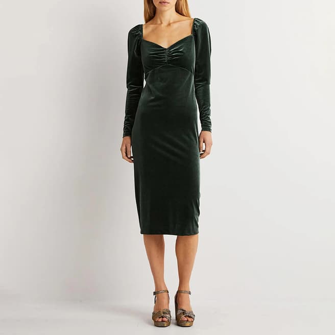 Boden Green Velvet Jersey Midi Dress