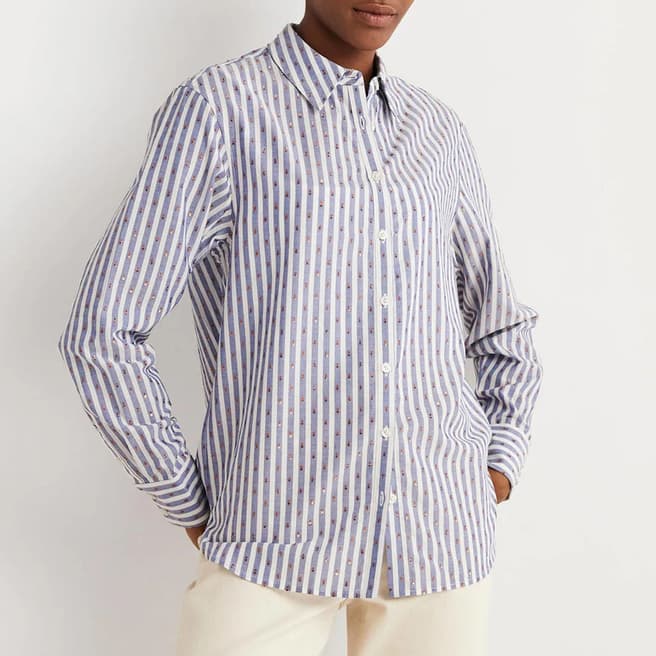 Boden Blue Embroidered Relaxed Shirt