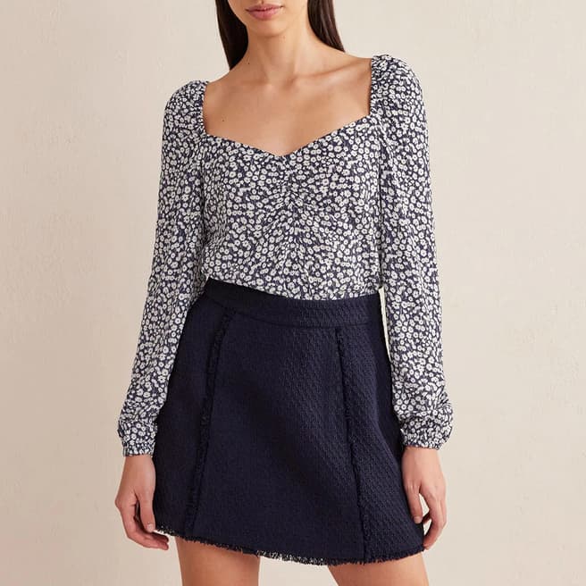 Boden Blue Sweetheart Printed Top