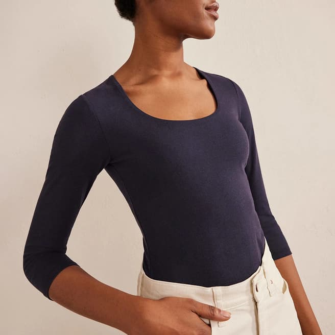 Boden Navy Cotton Layer Top