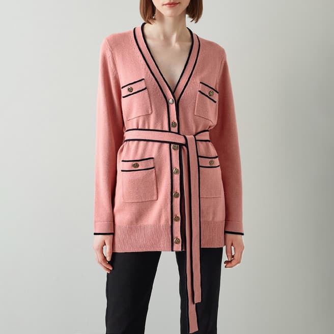 L K Bennett Pink Gaia Wool Blend Cardigan