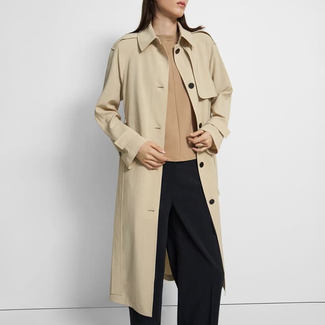 Theory Camel Single Breasted Trench Coat