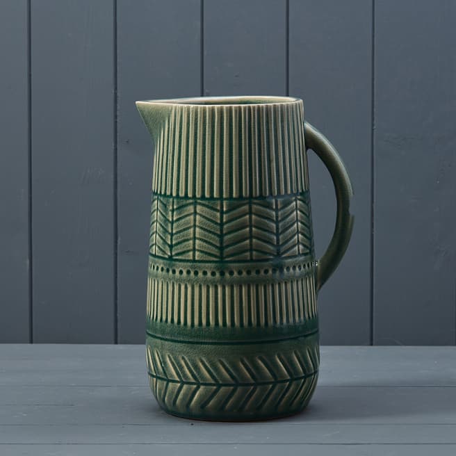 The Satchville Gift Company Tall Green Ceramic Jug