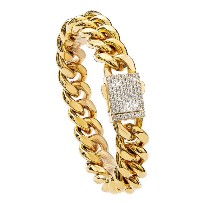 Stephen Oliver 18K Gold Chain Link Cz Clasp Bracelet