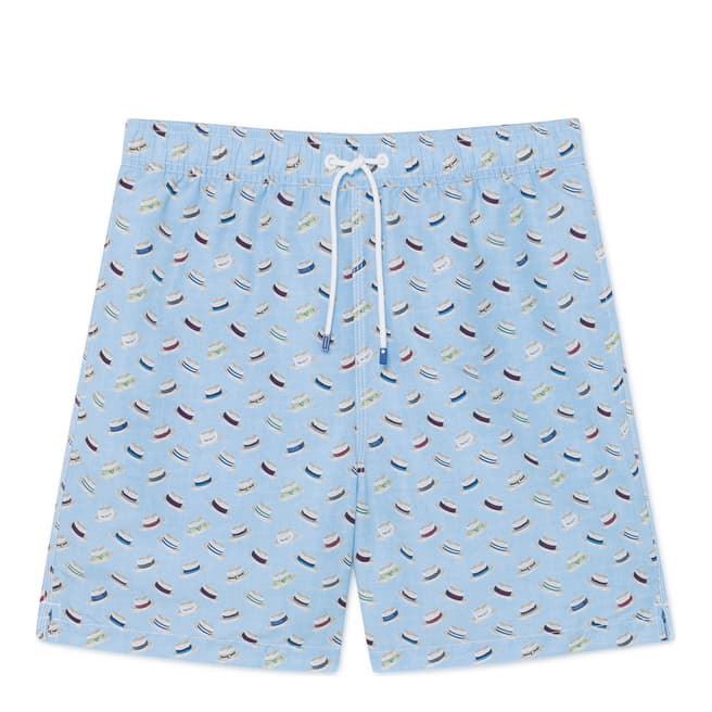 Hackett London Light Blue Printed Swim Shorts