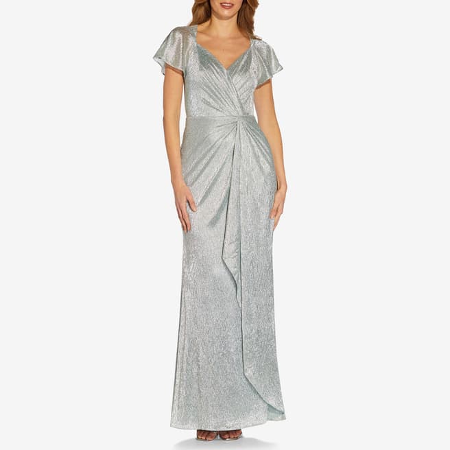 Adrianna Papell Blue Metallic Twist Gown