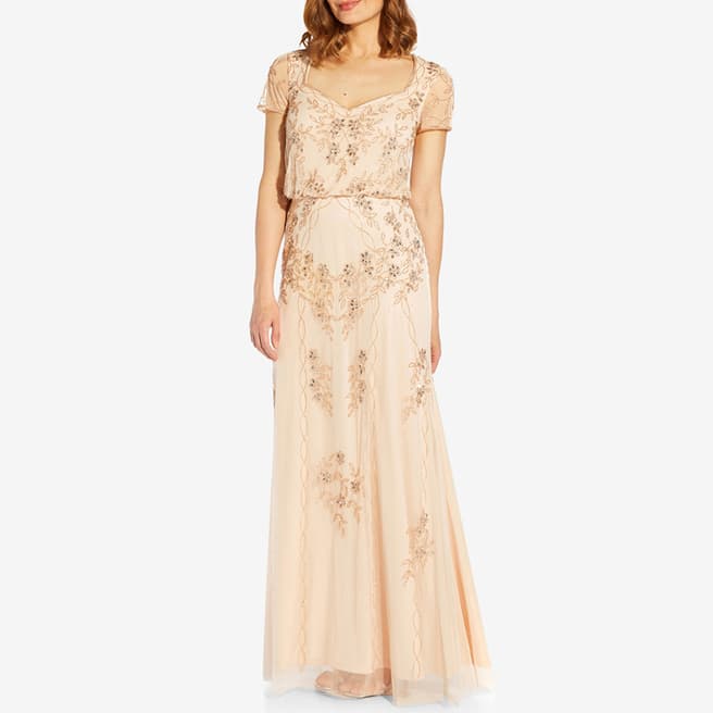 Adrianna Papell Pale Blush Beaded Gown