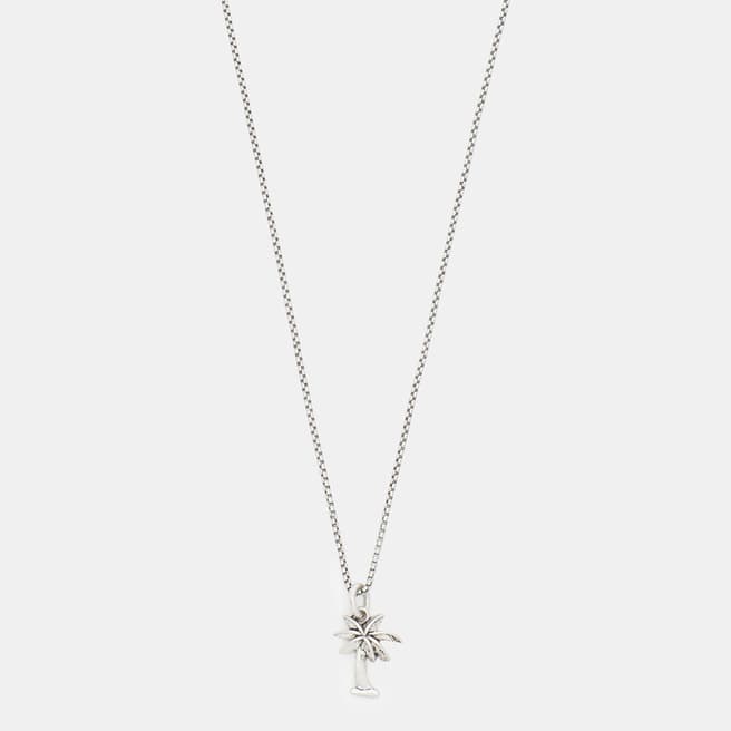 AllSaints Warm Silver Palmtree Pendant Necklace