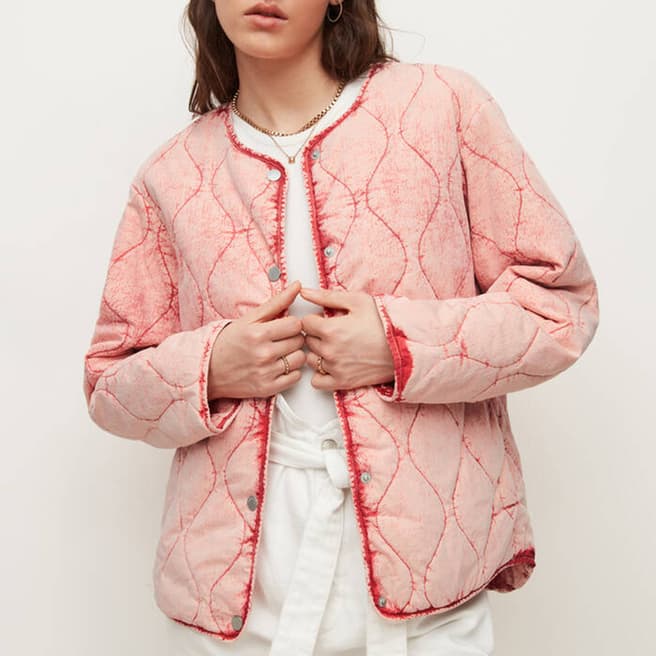 AllSaints Pink Reign Quilted Cotton Blend Jacket