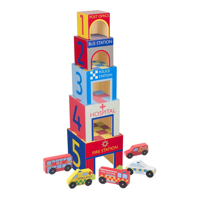 Orange Tree Toys Emergency Services Wooden Stacking Cubes