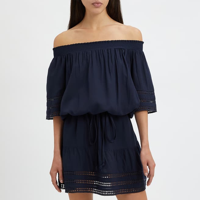 N°· Eleven Navy Guipure Lace Trim Bardot Tunic