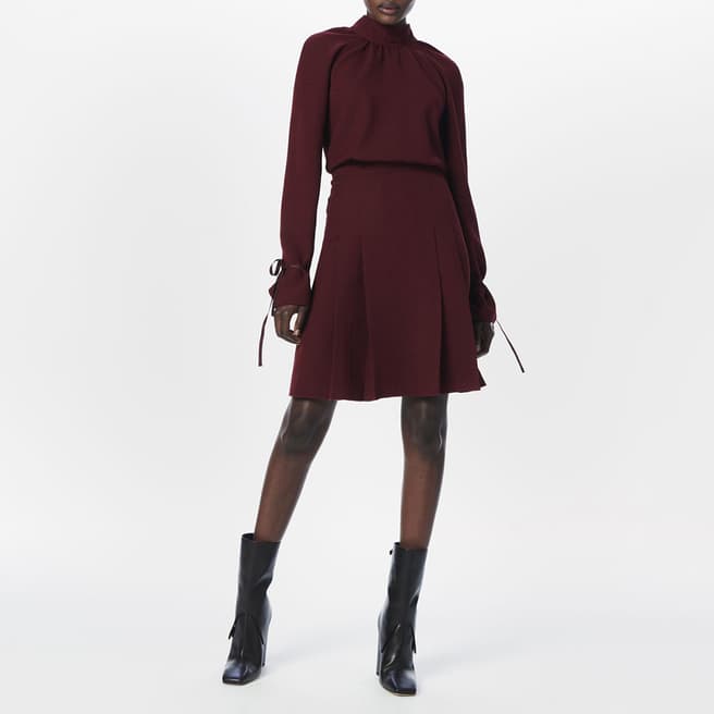 Victoria Beckham Red Tie Sleeve Pleated Dress