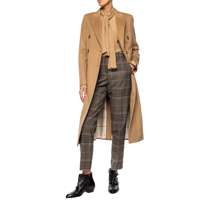 Victoria Beckham Camel Wool Double Breasted Coat