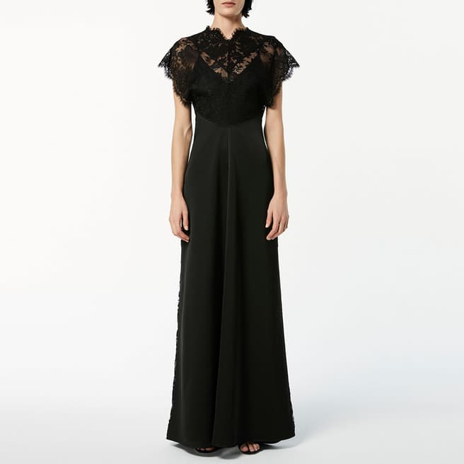 Victoria Beckham Black Lace Top Floor Length Dress