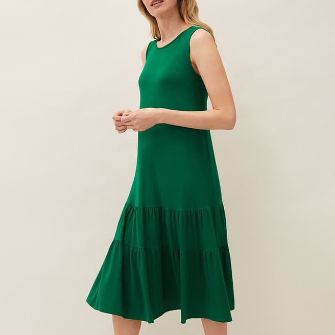 Phase Eight Green Penny Tiered Midi Dress