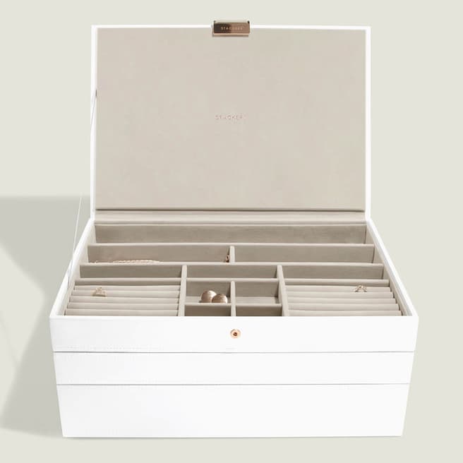 Stackers White & Rose Gold Supersize Jewellery Box