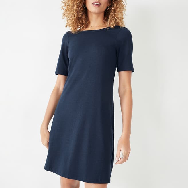 hush Navy Sal Cotton Blend Jersey Mini Dress