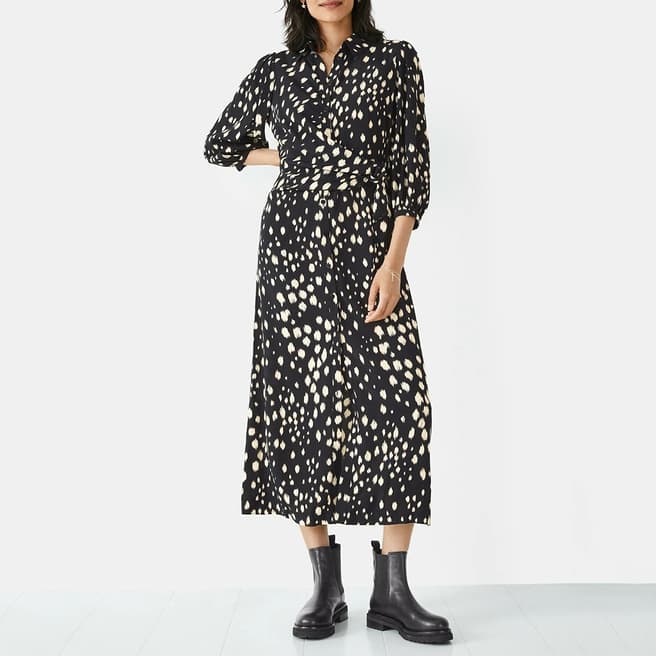 hush Black Alara Printed Tie Side Midi Dress