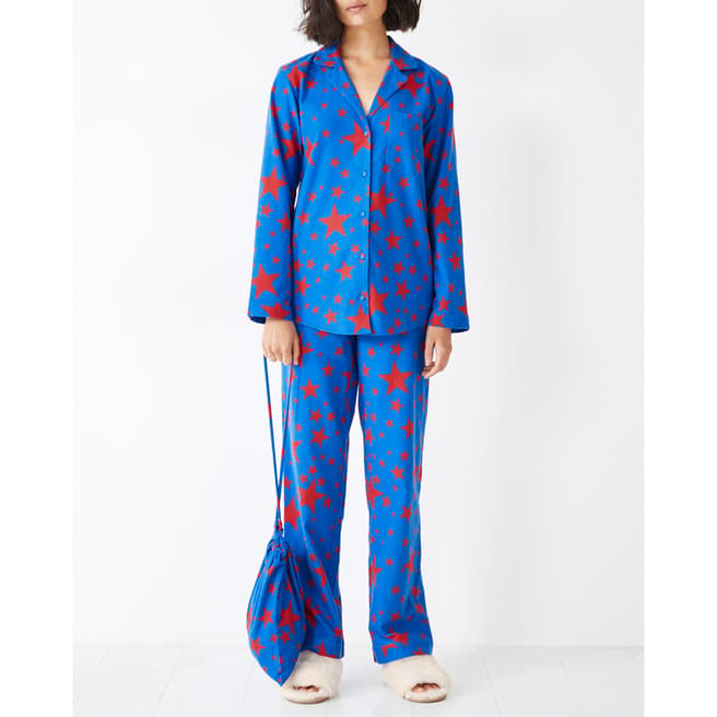 hush Blue Liv Cotton Star Print Pyjama Set