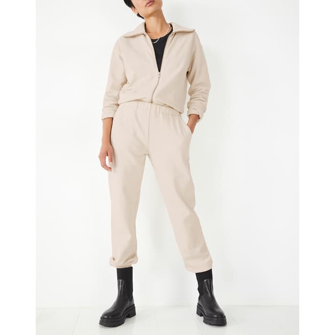 hush Cream Oasis Cotton High Neck Jumpsuit