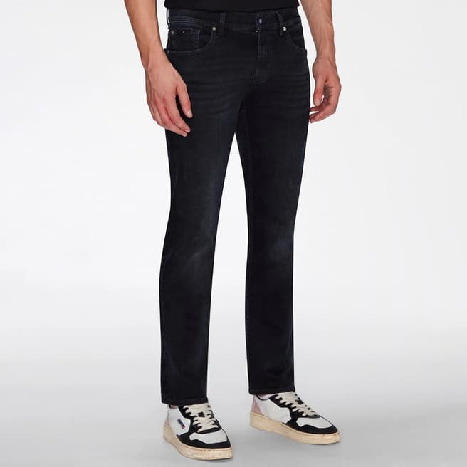 7 For All Mankind Black Tapered Stretch Jeans