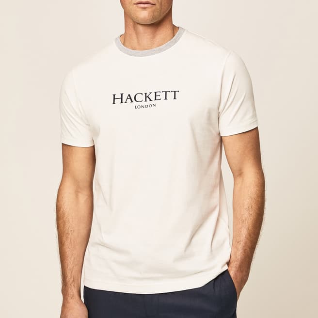 Hackett London White Logo Cotton T-Shirt