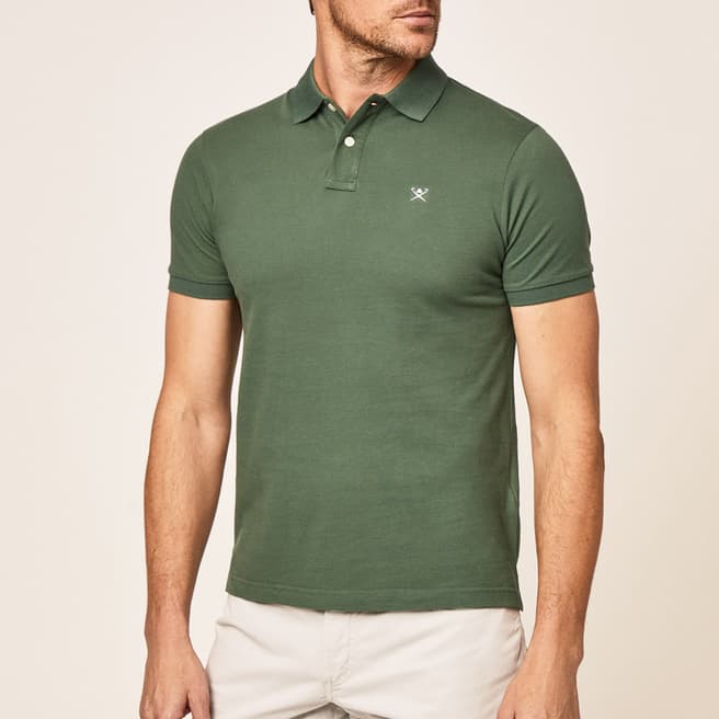 Hackett London Green Logo Collar Cotton Polo Shirt