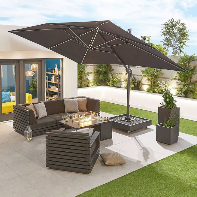 Nova Galaxy Grey Frame LED Cantilever Parasol - 4m x 3m Rectangular - Grey