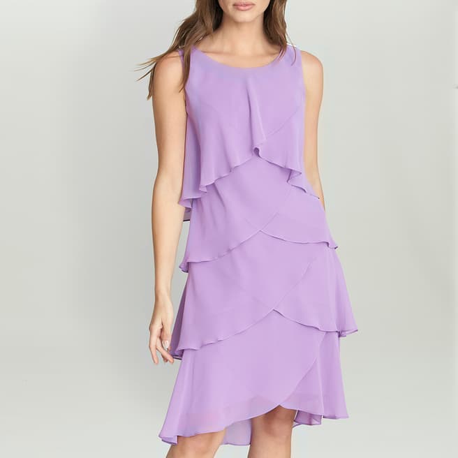 Gina Bacconi Purple Vesta Tiered Cocktail Dress