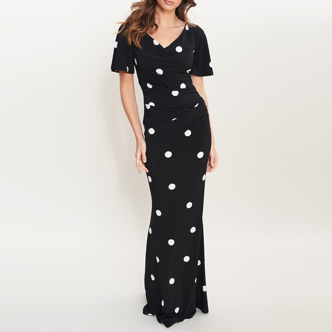 Gina Bacconi Multi Spot Jersey Maxi Dress