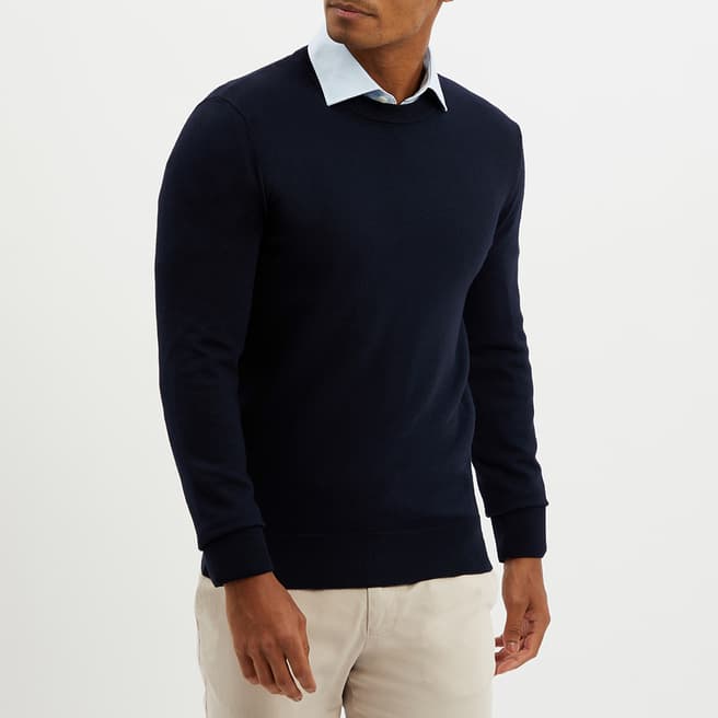 Gianni Feraud Navy Crew Neck Cashmere Blend Jumper