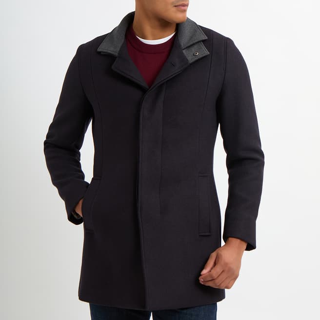 Gianni Feraud Navy Steinfield Wool Blend Coat