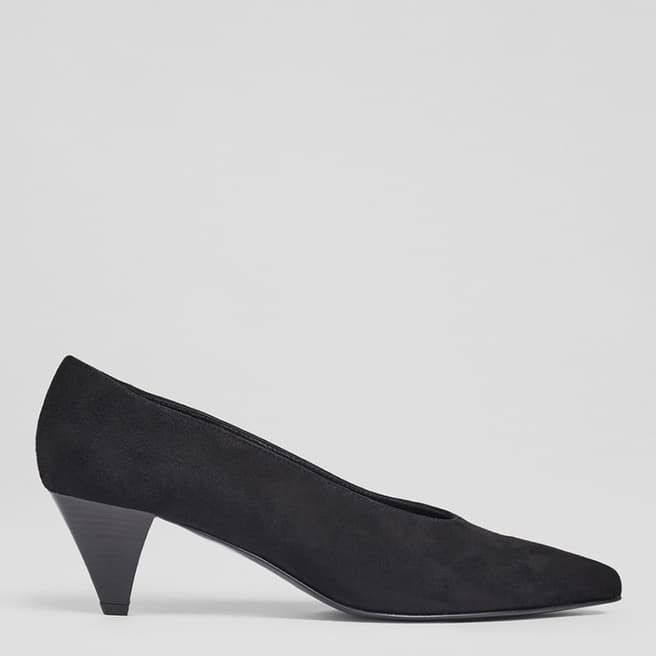 L K Bennett Black Suede Zayla Closed Court Shoes